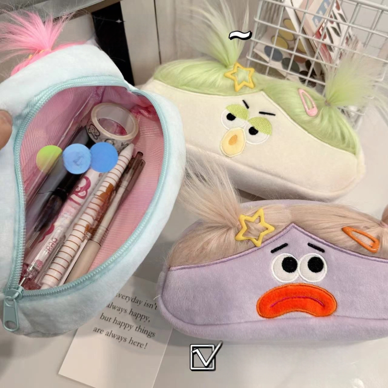 Velūrinis pliušinis rašiklių dėklas Korejos stiliuje, prekės ženklas Qiyan, universalus dizainas, didžiųjų akių monstro dizainas