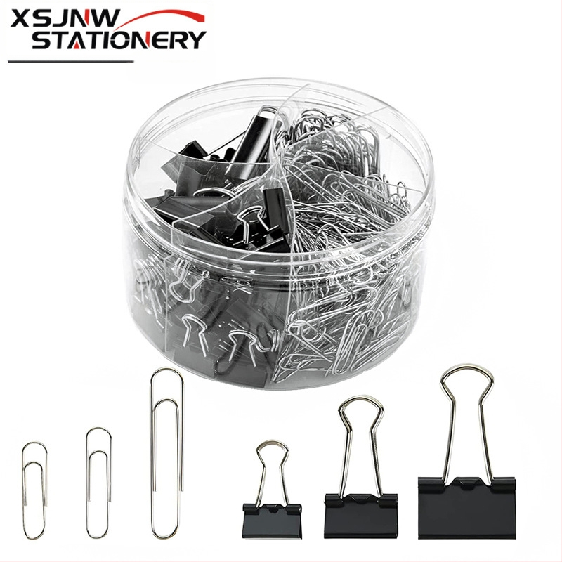 Yokaijia Metalo biuro klipų rinkinys plastikiniame dėkle, įvairių dydžių