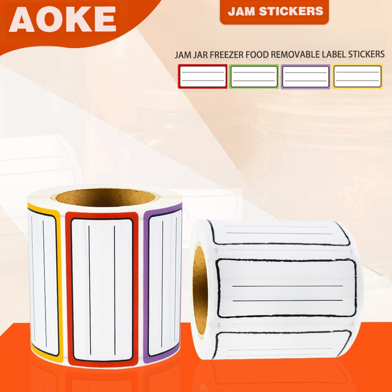 Oke uzlīme etiķete džemu burciņām un saldētavas konteineriem – viegli noņemama, ūdensdroša, bez atlikumiem; sintētiskais papīrs, 85°C izturība, pielāgojama