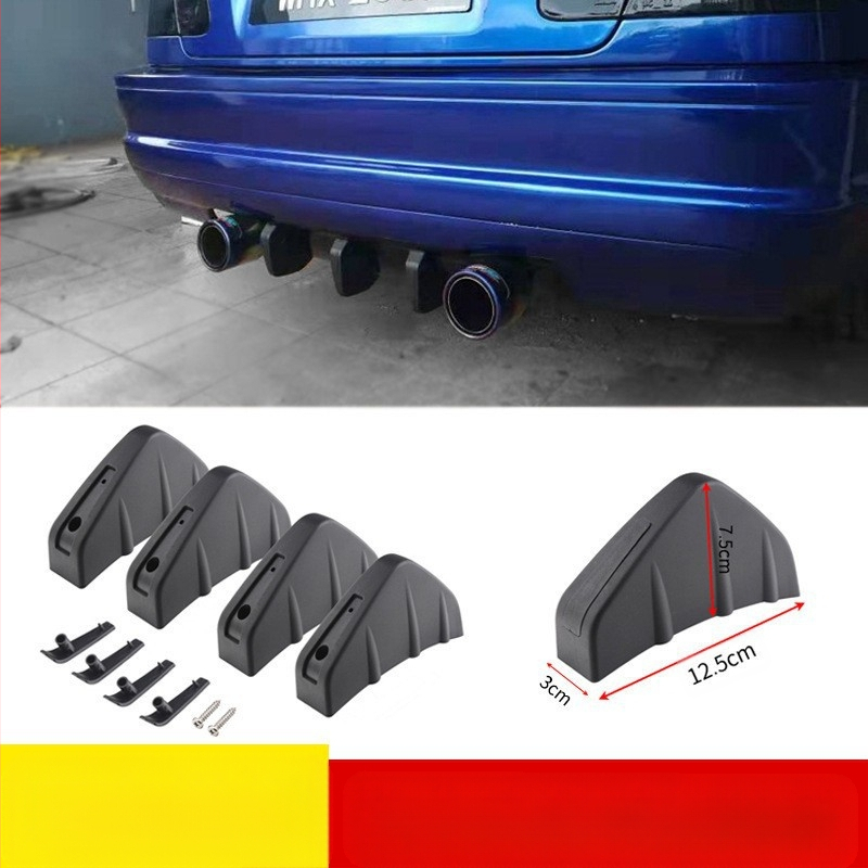 Trīsstūriskais mini aizmugurējais spoleris ar shark fin – ABS materiāls, COOLHKS – dekorēšana un sadursmes aizsardzība, vienspojlers 4 gab. / dubultspojlers 4 gab., piemērots lielākajai daļai modeļu