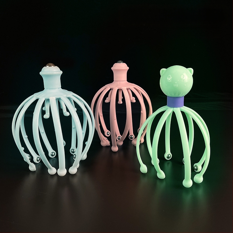 Glava masažera s odvojivim 12- i 18-kandži čeličnih kuglica za skalp, plastično kućište, 70–135 g, za masažu zdravlja