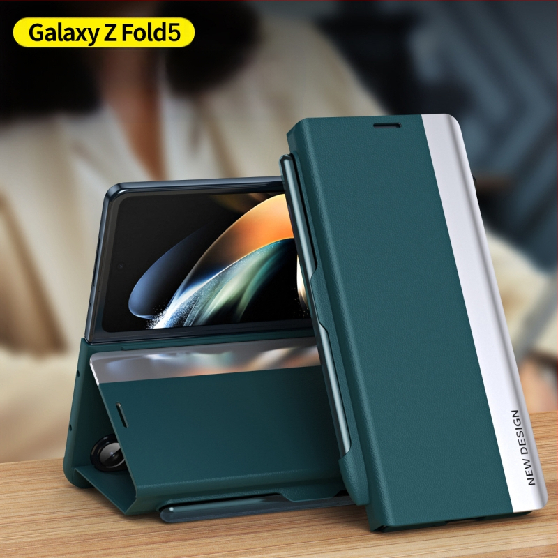 Husă din piele artificială pentru Samsung Z Fold7/6/5, cu capac rabatabil și slot pentru SPEN, antișoc, închidere magnetică, anti-cădere.