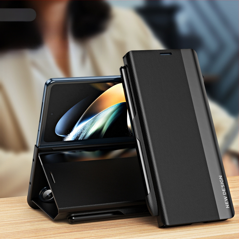 Husă din piele artificială pentru Samsung Z Fold7/6/5, cu capac rabatabil și slot pentru SPEN, antișoc, închidere magnetică, anti-cădere.