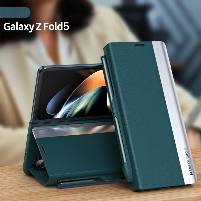 Husă din piele artificială pentru Samsung Z Fold7/6/5, cu capac rabatabil și slot pentru SPEN, antișoc, închidere magnetică, anti-cădere.