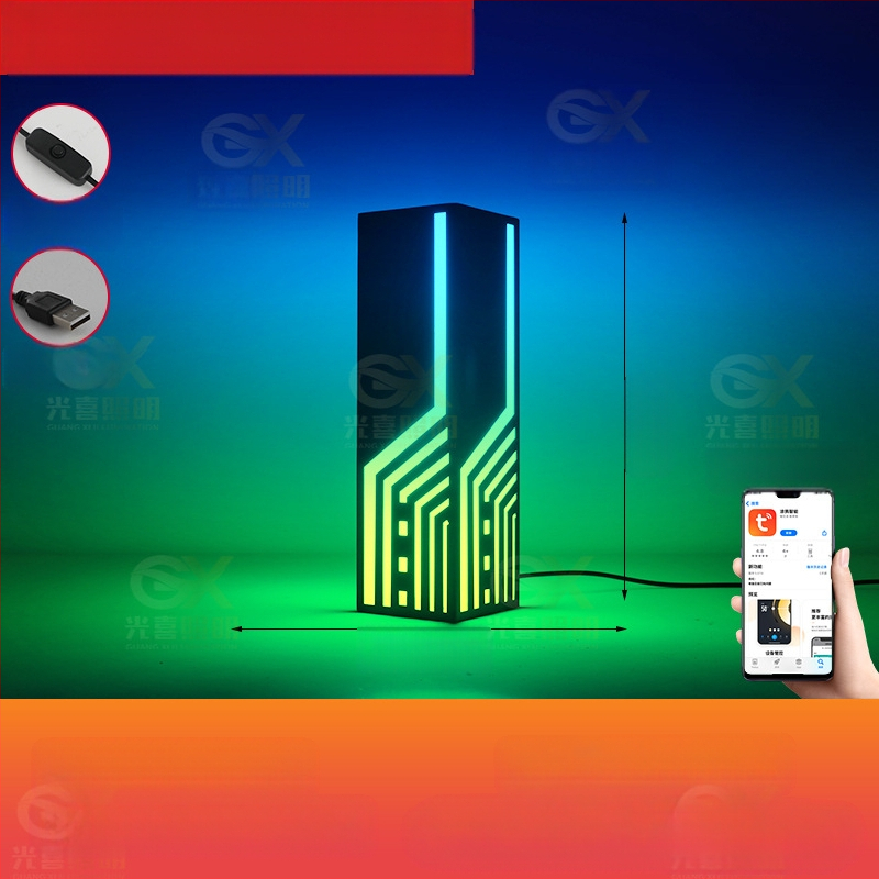 Λάμπα Ατμόσφαιρας RGB για Υπνοδωμάτιο και Γραφείο, Κυβερνοπάνκ Στυλ, USB Τροφοδοσία, Έλεγχος μέσω Εφαρμογής