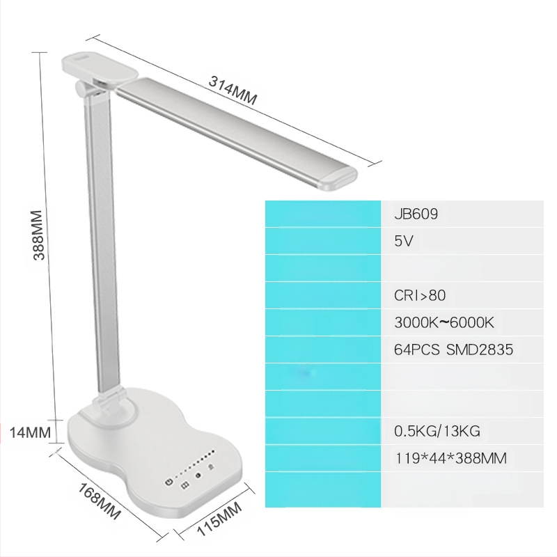 Διπλής κεφαλής λαμπτήρας γραφείου με USB τροφοδοσία, έλεγχο αφής, LED ανάγνωσης, CE πιστοποιημένο