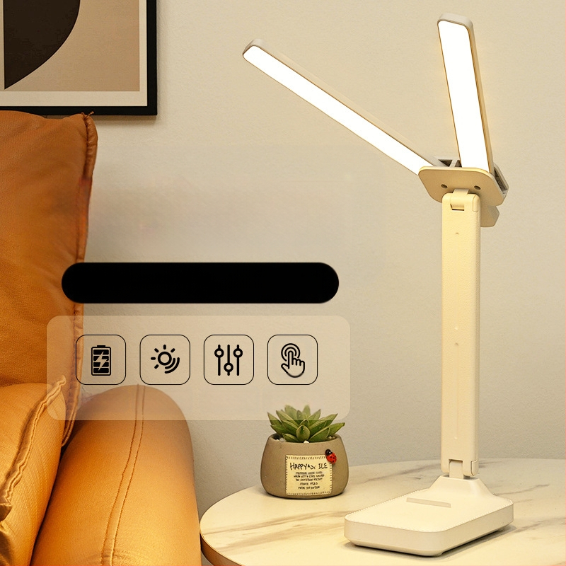Επιτραπέζια LED λάμπα με ενσωματωμένη μπαταρία, πτυσσόμενη για ανάγνωση, προστασία ματιών, νυχτερινό φως, έλεγχος αφής