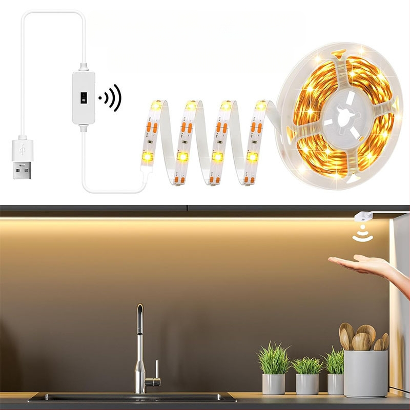 Monochrominė USB 5V LED juosta su 2835 LED, 60 LED, spindulio kampas 120°, vandeniui atspari