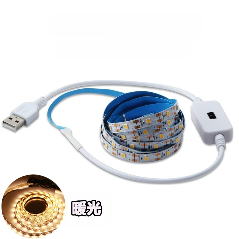 Monochrominė USB 5V LED juosta su 2835 LED, 60 LED, spindulio kampas 120°, vandeniui atspari