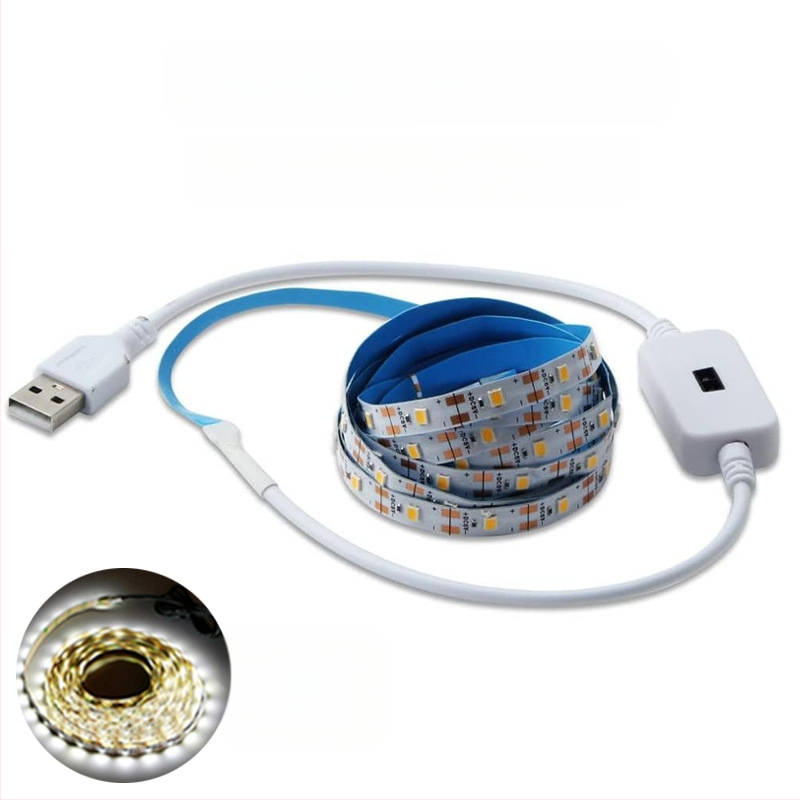 Monochrominė USB 5V LED juosta su 2835 LED, 60 LED, spindulio kampas 120°, vandeniui atspari