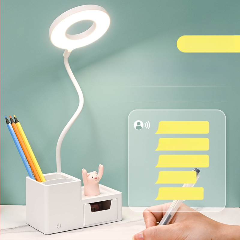 LED λαμπτήρας γραφείου για φοιτητικές εστίες με φωνητικό έλεγχο, φόρτιση USB, αναδιπλούμενος σχεδιασμός με αποθήκευση σε συρτάρι, ενσωματωμένη μπαταρία, CRI ≥95