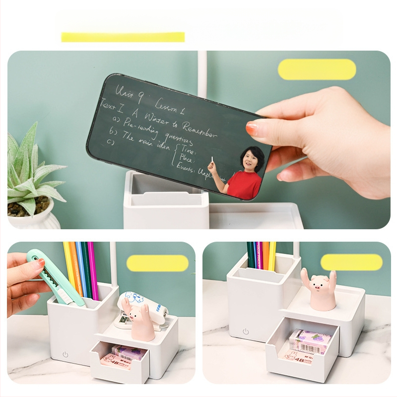 LED λαμπτήρας γραφείου για φοιτητικές εστίες με φωνητικό έλεγχο, φόρτιση USB, αναδιπλούμενος σχεδιασμός με αποθήκευση σε συρτάρι, ενσωματωμένη μπαταρία, CRI ≥95