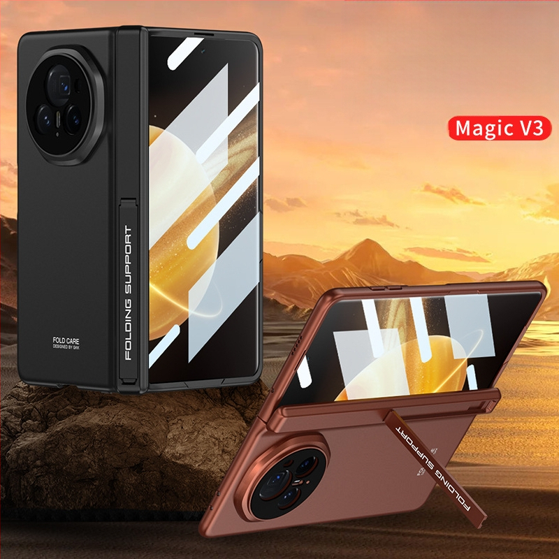 Huawei Honor MagicV3 tālruņa korpuss ar ultra-plānu atbalstu un magnētisko šarnīru, pilns pārklājums, matēts PC materiāls, kritienu aizsardzība