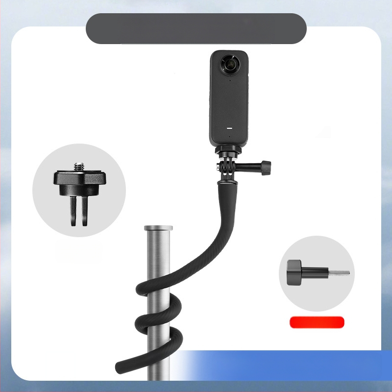 Lankus laikiklis su laisvo formavimo galimybe, suderinamas su GoPro HERO11/12, Insta360 X3/X2 ir išmaniesiems telefonams