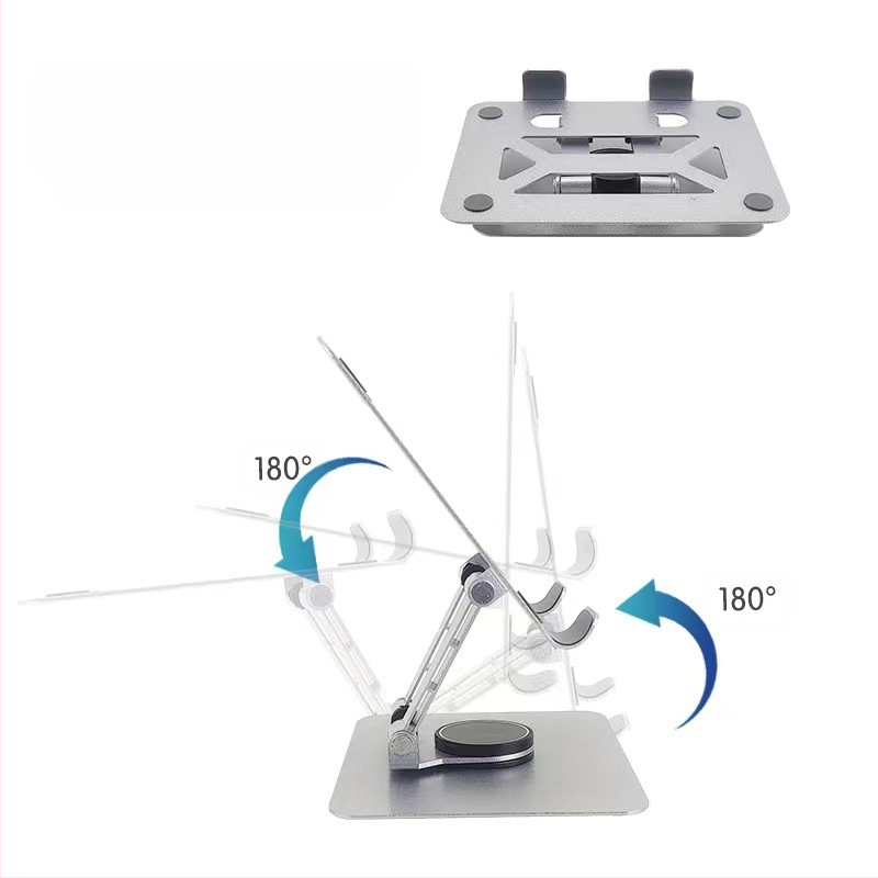 Planšetinio kompiuterio laikiklis su 360° sukiojimu ir sulankstomu staliniu dizainu, aliuminio lydinio laikiklis, suderinamas su iPad ir iPhone.