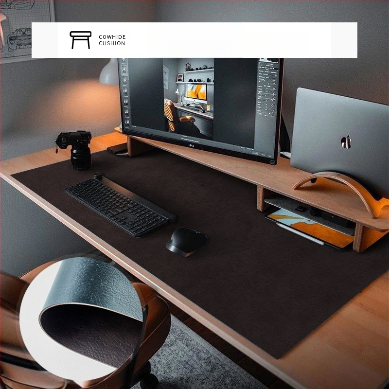 Кожена настолна подложка, правоъгълна подложка за мишка, водоустойчива, антихлъзгаща, износоустойчива, устойчива на масло