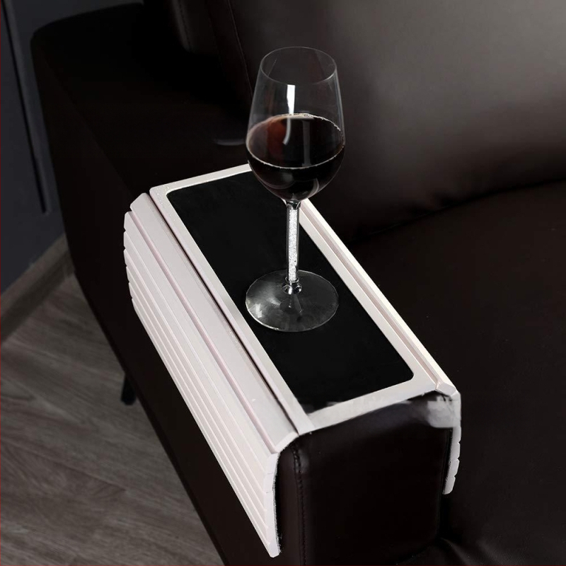 Medinė sofos atramos dėklas, sulankstomas ir lankstus, tinkamas gėrimams, užkandžiams ir telefonui