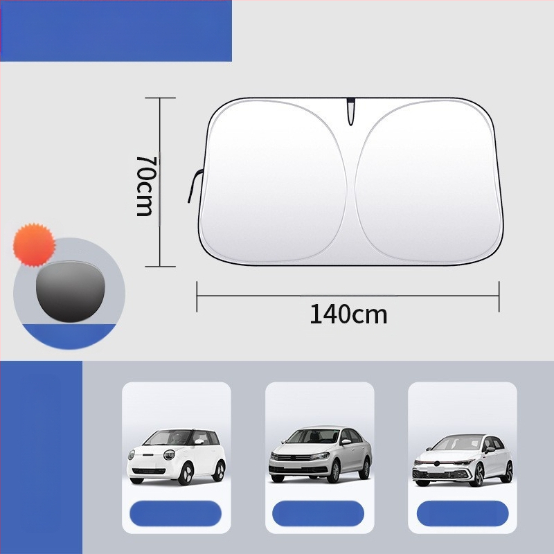 Automobilio priekinio stiklo skydelis – šilumos izoliacija, šviesos blokavimas, keturi sezonai, kortų įterpimo tipo montavimas, medžiaga: titano audinys