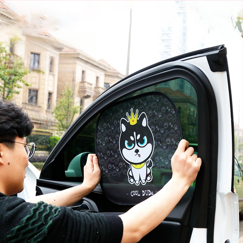 Chenji PVC automobilių šoninio lango saulės skydelis su statiniu priklijimu – universalus, animaciniu stiliumi, modelis N978