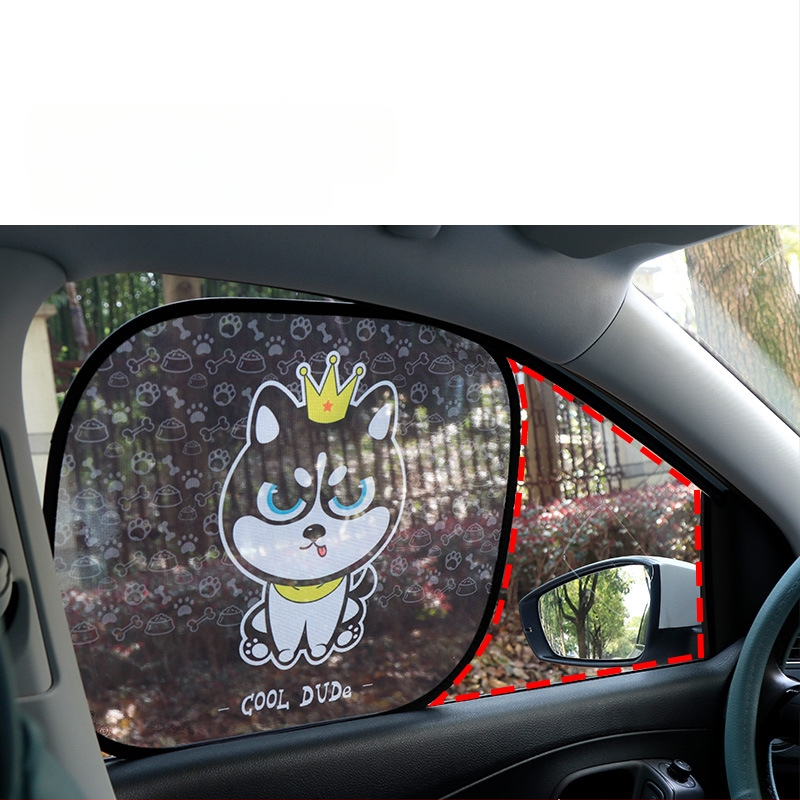 Chenji PVC automobilių šoninio lango saulės skydelis su statiniu priklijimu – universalus, animaciniu stiliumi, modelis N978