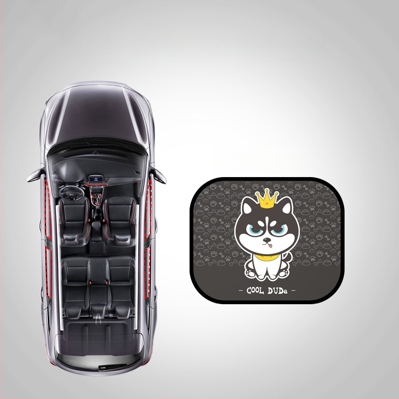 Chenji PVC automobilių šoninio lango saulės skydelis su statiniu priklijimu – universalus, animaciniu stiliumi, modelis N978