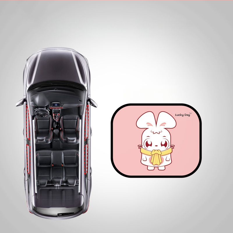 Chenji PVC automobilių šoninio lango saulės skydelis su statiniu priklijimu – universalus, animaciniu stiliumi, modelis N978