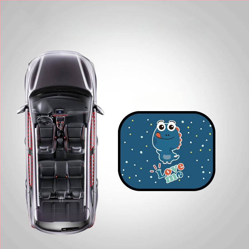 Chenji PVC automobilių šoninio lango saulės skydelis su statiniu priklijimu – universalus, animaciniu stiliumi, modelis N978