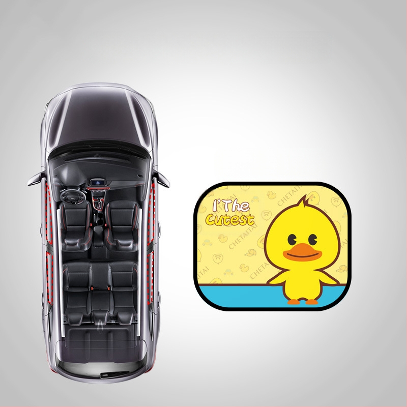 Chenji PVC automobilių šoninio lango saulės skydelis su statiniu priklijimu – universalus, animaciniu stiliumi, modelis N978