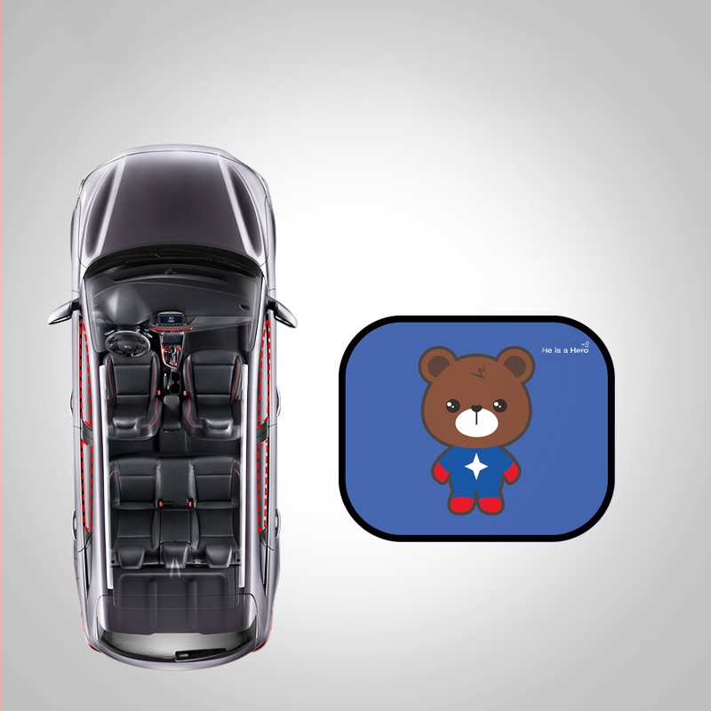 Chenji PVC automobilių šoninio lango saulės skydelis su statiniu priklijimu – universalus, animaciniu stiliumi, modelis N978