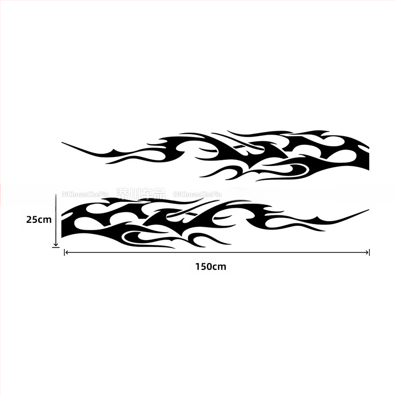 Kasusi automašīnas korpusa uzlīme – līmējoša, ģeometrisks liesmas motīvs, dekorācijai uz visas sānu puses