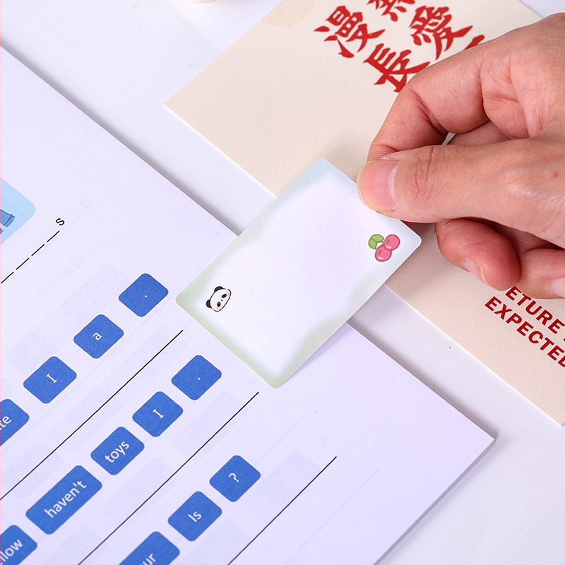 Panda tematikos lipnios užrašų lapeliai su ištraukiamu dizainu, plyšta, 120 vidinių puslapių, prekinis ženklas Yisen