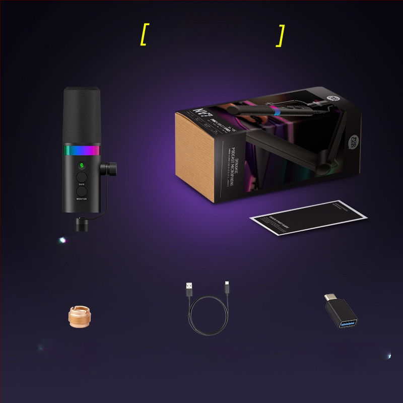 NV7 RGB Gaming USB/XLR δυναμικό μικρόφωνο για ζωντανές μεταδόσεις, ηχογράφηση και καραόκε — καρδιοειδές, Ασύρματο συμβατό, SNR ≥ 100 dB