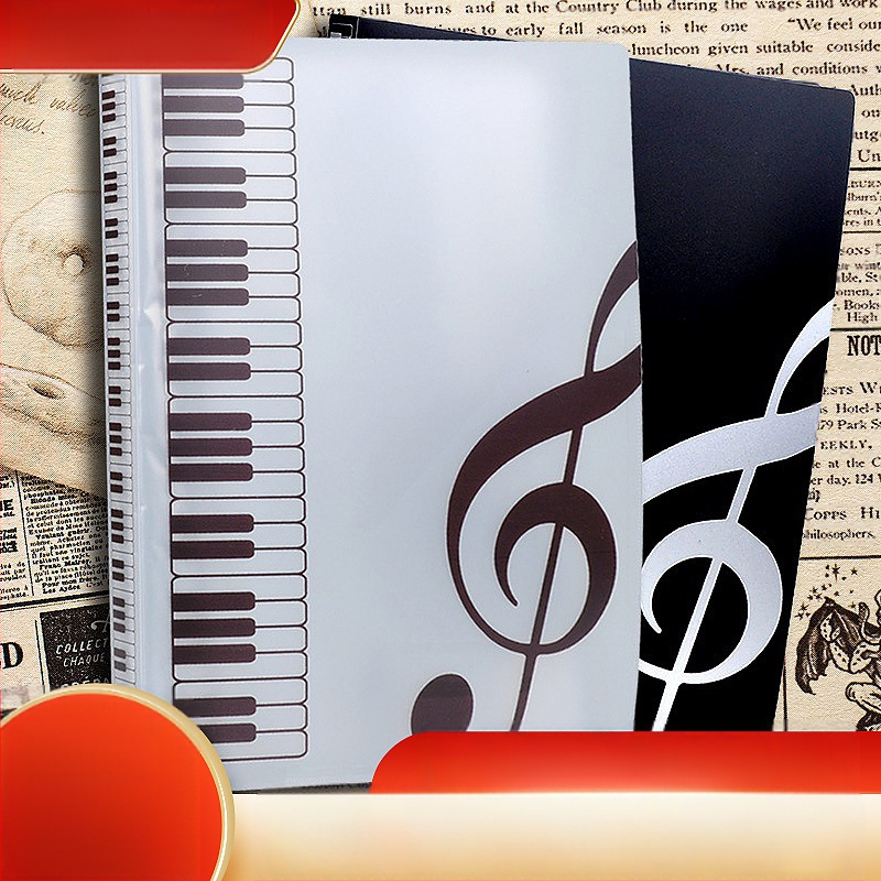 Класьор за музикални ноти, пластмасов, 40 страници, прозрачни многослойни джобове за листове, модел ct-zlcyy-15, с печатен логотип