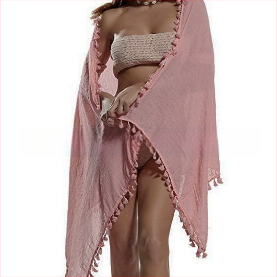 Paplūdimio rankšluostis moterims iš kanapių, crepe audinys, vienodas raštas, saulės apsauga