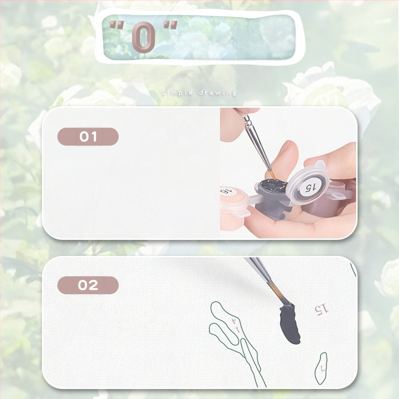 Цифрова маслена картина - DIY розова роза, ръчно оцветяване, персонализирана, рамка от масивно дърво, модерен минималистичен стил, подходяща за всекидневна, ресторант и антре