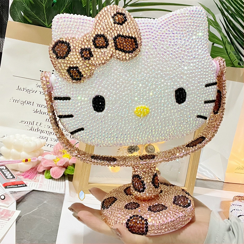 Stalo veidrodis su leopardų raštu ir katės motyvu – rankų darbo DIY diamantinio lipimo komplektas, plastikinis rėmelis, aliumininis veidrodėlis, tinkamas miegamajam ir voniai