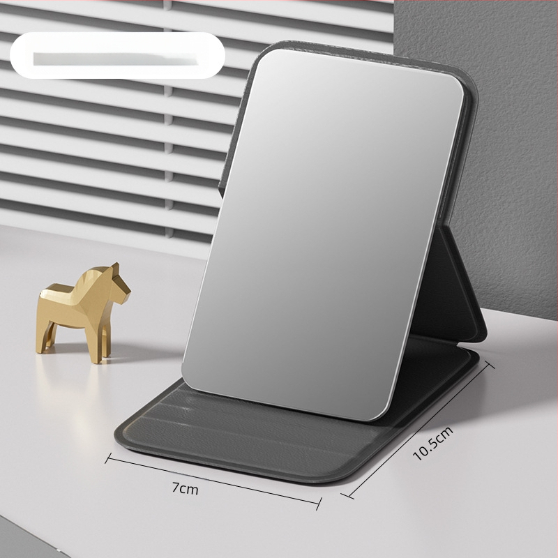 Sulankstomas veidrodėlis makiažui – stačiakampis, kompaktiškas, aliuminio lęšis, rėmas PU/PS/PVC