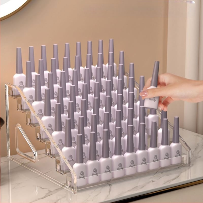 Настолен прозрачен акрилен дисплей за грим с три слоя или повече, за устни, лак за нокти и грижа за кожата