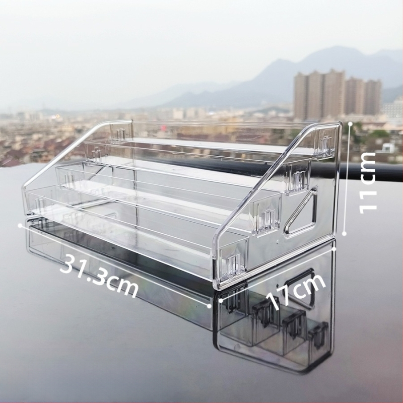 Настолен прозрачен акрилен дисплей за грим с три слоя или повече, за устни, лак за нокти и грижа за кожата