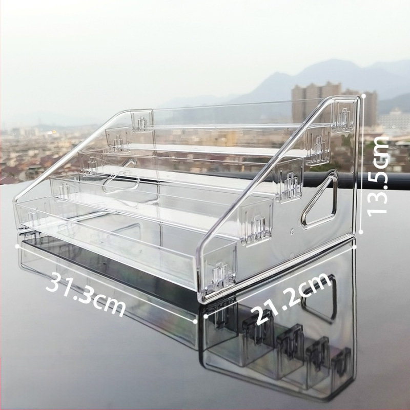 Настолен прозрачен акрилен дисплей за грим с три слоя или повече, за устни, лак за нокти и грижа за кожата