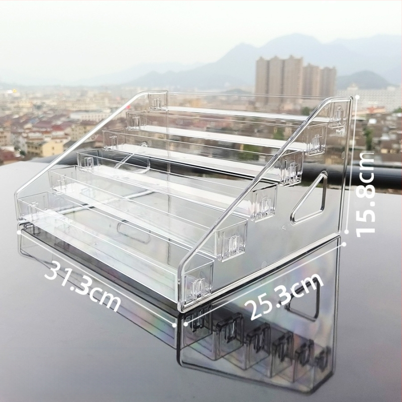 Настолен прозрачен акрилен дисплей за грим с три слоя или повече, за устни, лак за нокти и грижа за кожата