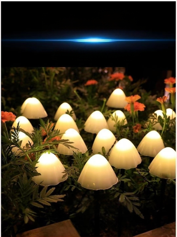 LED lauko saulės žibintų grandinėlės, grybo formos žiedas, IP65, 10W, ≤36V, valdymas rankenėle