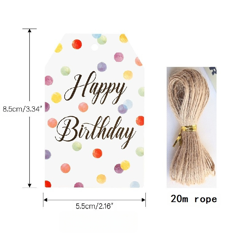 DIY dovanojimo etiketės ir sveikinimo atvirukai su 20 m kanapių virve, popierius, paketas 50 arba 100 lapų, skirtas gimtadieniams ir vestuvėms