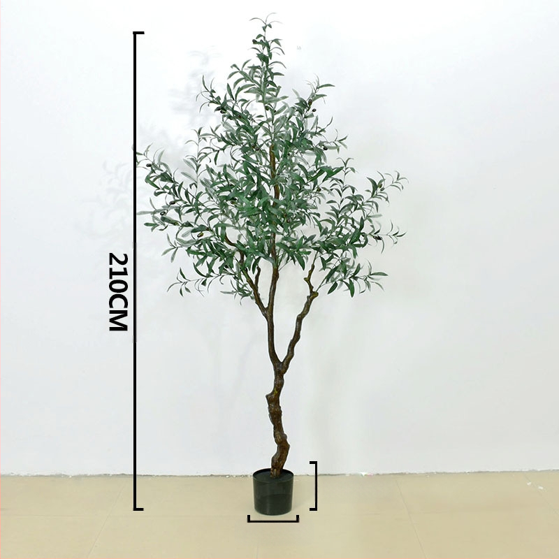 Τεχνητό δέντρο ελιάς σε γλάστρα, εσωτερική διακόσμηση για σαλόνι και βιτρίνες καταστημάτων, υλικά: μεταξωτό λουλούδι και μαλακό PVC