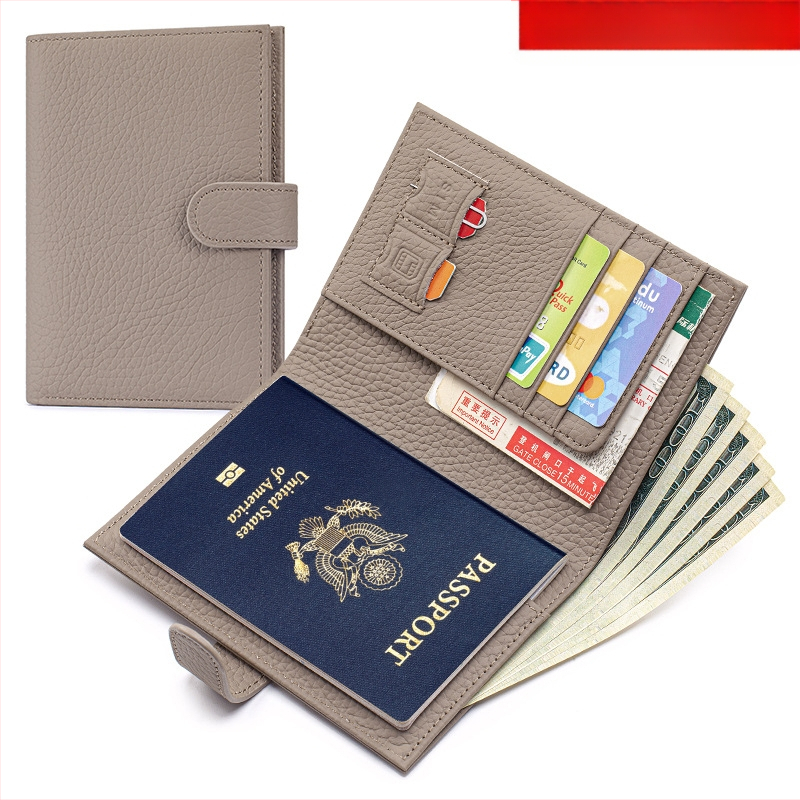 Moterų ultratankus paso dėklas iš natūralios odos (viršutinio sluoksnio karvės odos), RFID apsauga, paso ir kortelių organizatorius