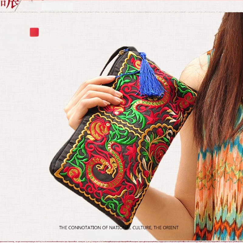 Clutch din pânză pentru telefon, geantă de mână moale, formă orizontală pătrată, închidere cu fermoar, pentru utilizare zilnică