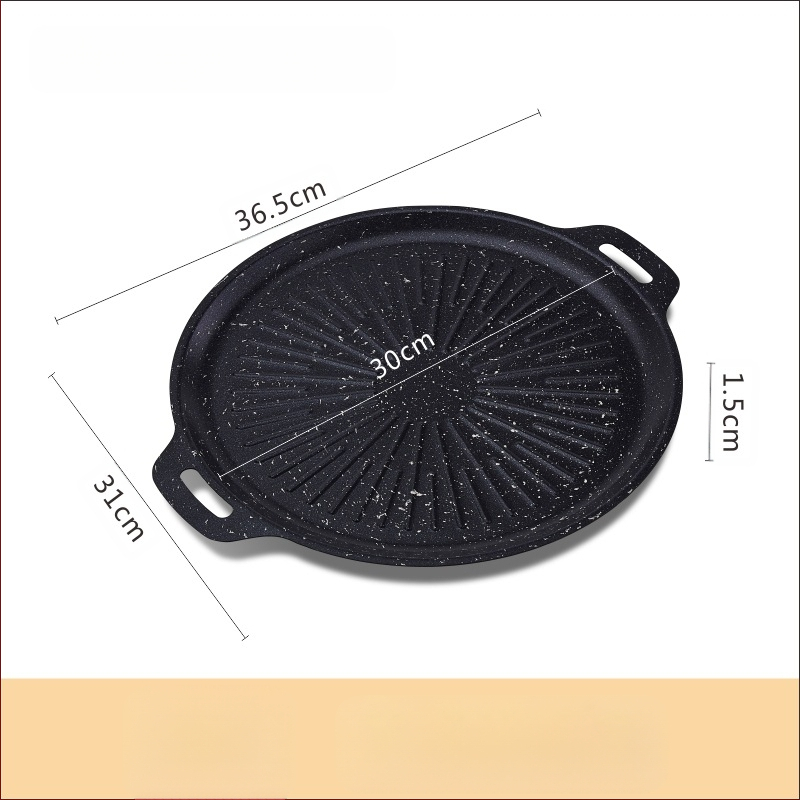 Korejos stiliaus ketaus teppanyaki keptuvė su Maifan akmeni, be dūmų, nelipni, nešiojama, apvali