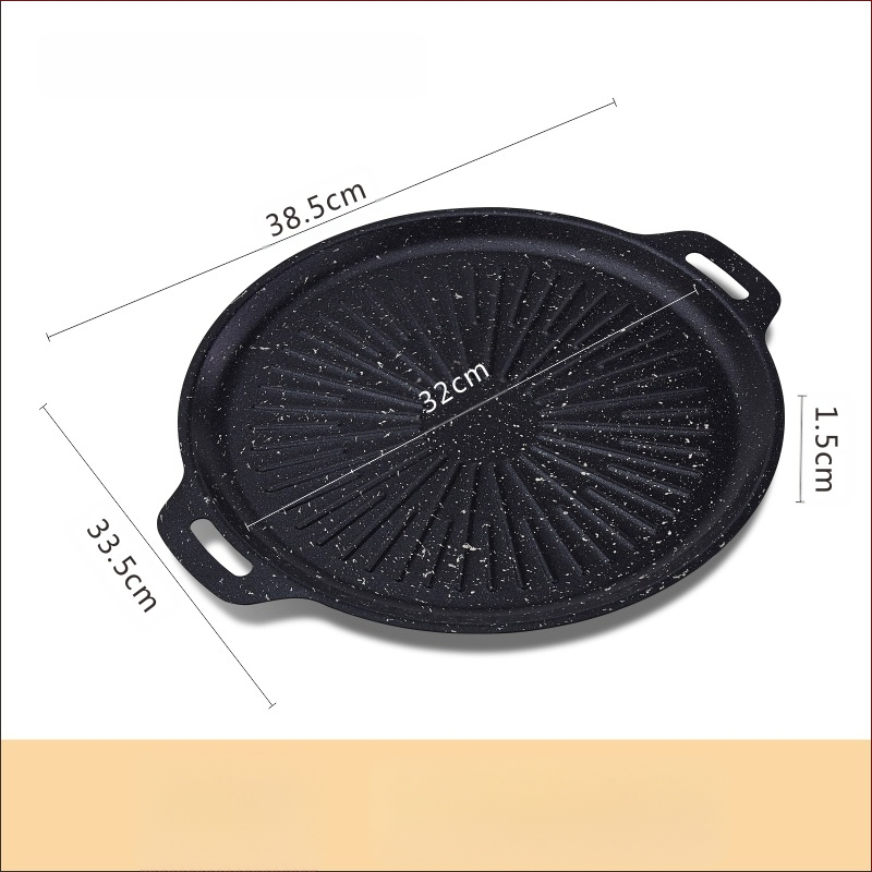 Korejos stiliaus ketaus teppanyaki keptuvė su Maifan akmeni, be dūmų, nelipni, nešiojama, apvali