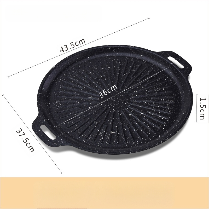 Korejos stiliaus ketaus teppanyaki keptuvė su Maifan akmeni, be dūmų, nelipni, nešiojama, apvali