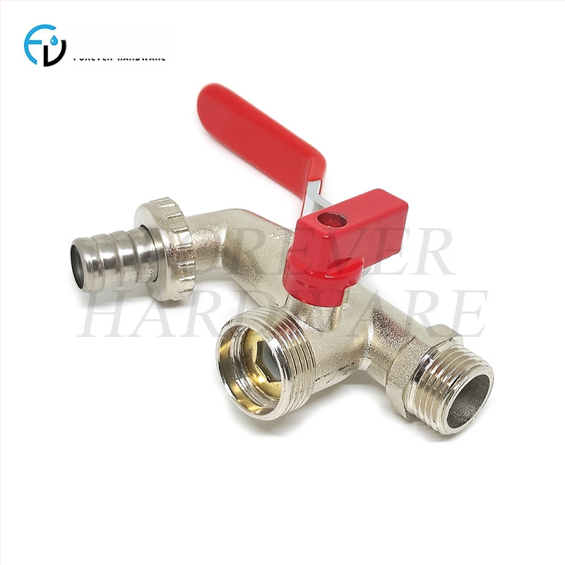 Vrtna slavina FV-Z07; zliatina cinka; niklirani završni sloj; dvostruko upravljanje; spiralni način ugradnje